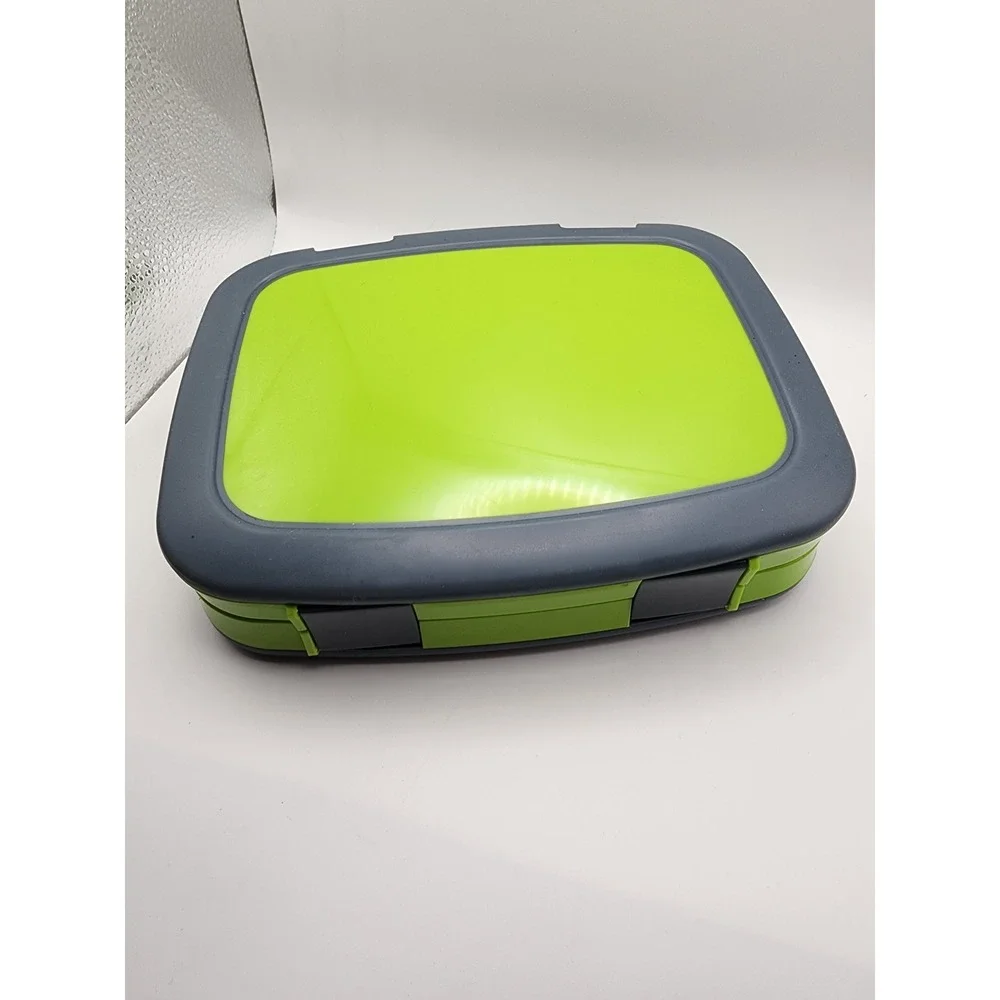 NEW Bentgo Kids Lunch Box Green Navy Blue Dinosaur Print 5-Compartment